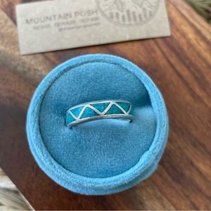 Men’s Sterling Silver Ring with Turquoise Color Details size 13